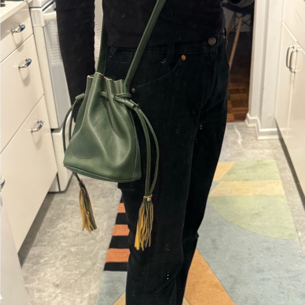 Green Faux Leather Bucket Bag - Picture 2 of 15